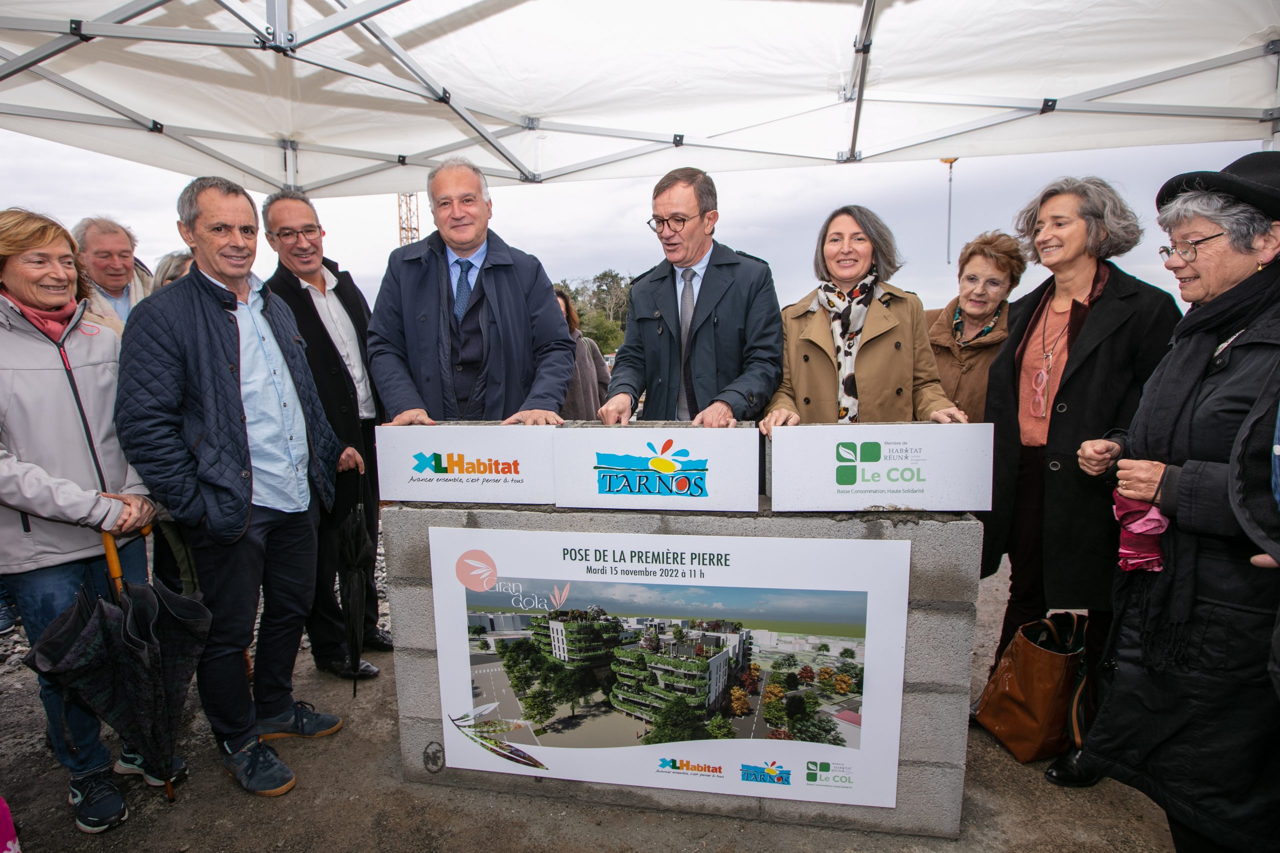 Pose de la 1ère Pierre résidence Grandola à Tarnos
